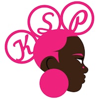 a woman's head with pink ear studs and the word ksp